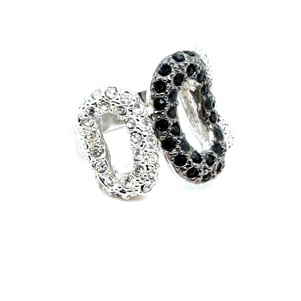 Black/White Cz‎ 3-Oval Ring